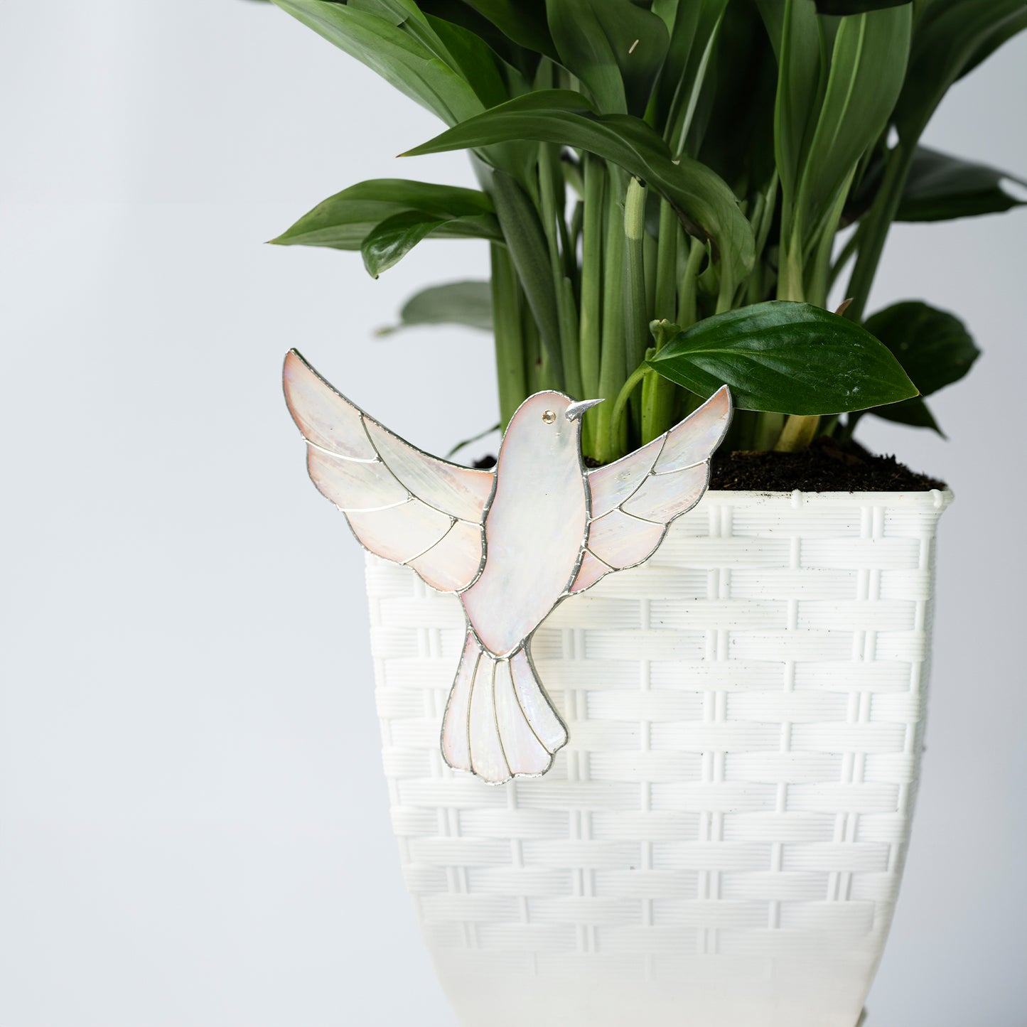 Dove Suncatcher - Stained Glass Planter Decor  4.3x3.9 inch