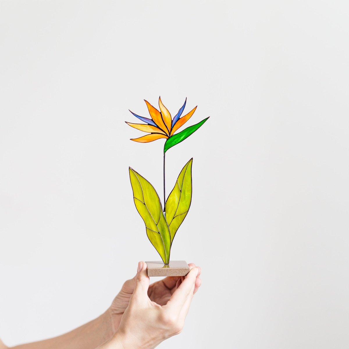 suncatcher Flowers stained_glass Bird of Paradise Flower Stained Glass Suncatcher – Handmade Table Decor