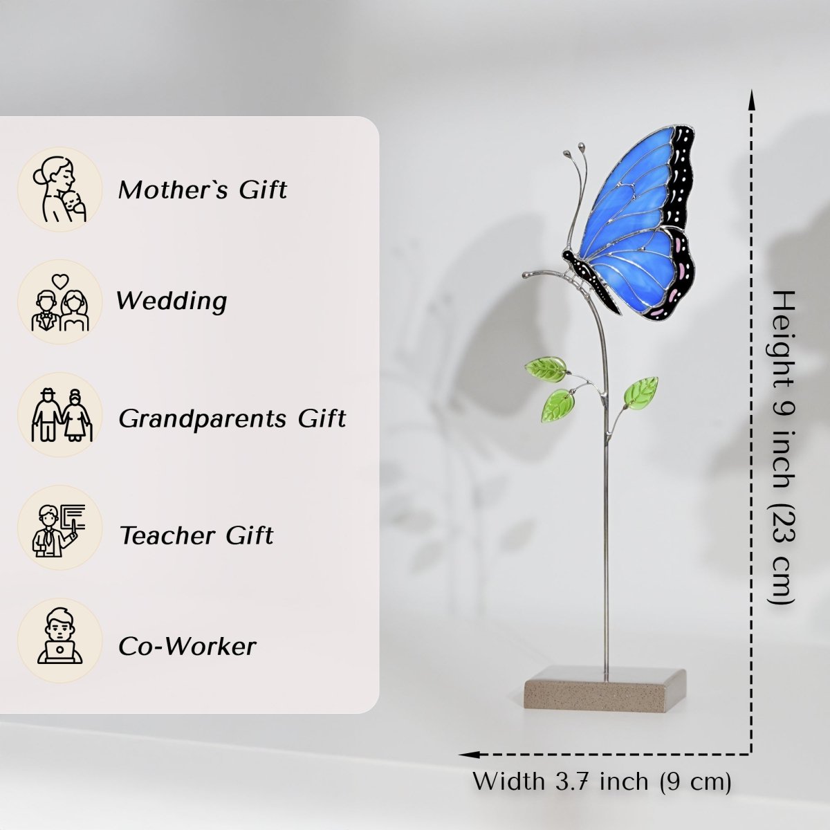 suncatcher stained_glass Blue Butterfly Stained Glass Table Decor – Handmade Art Piece
