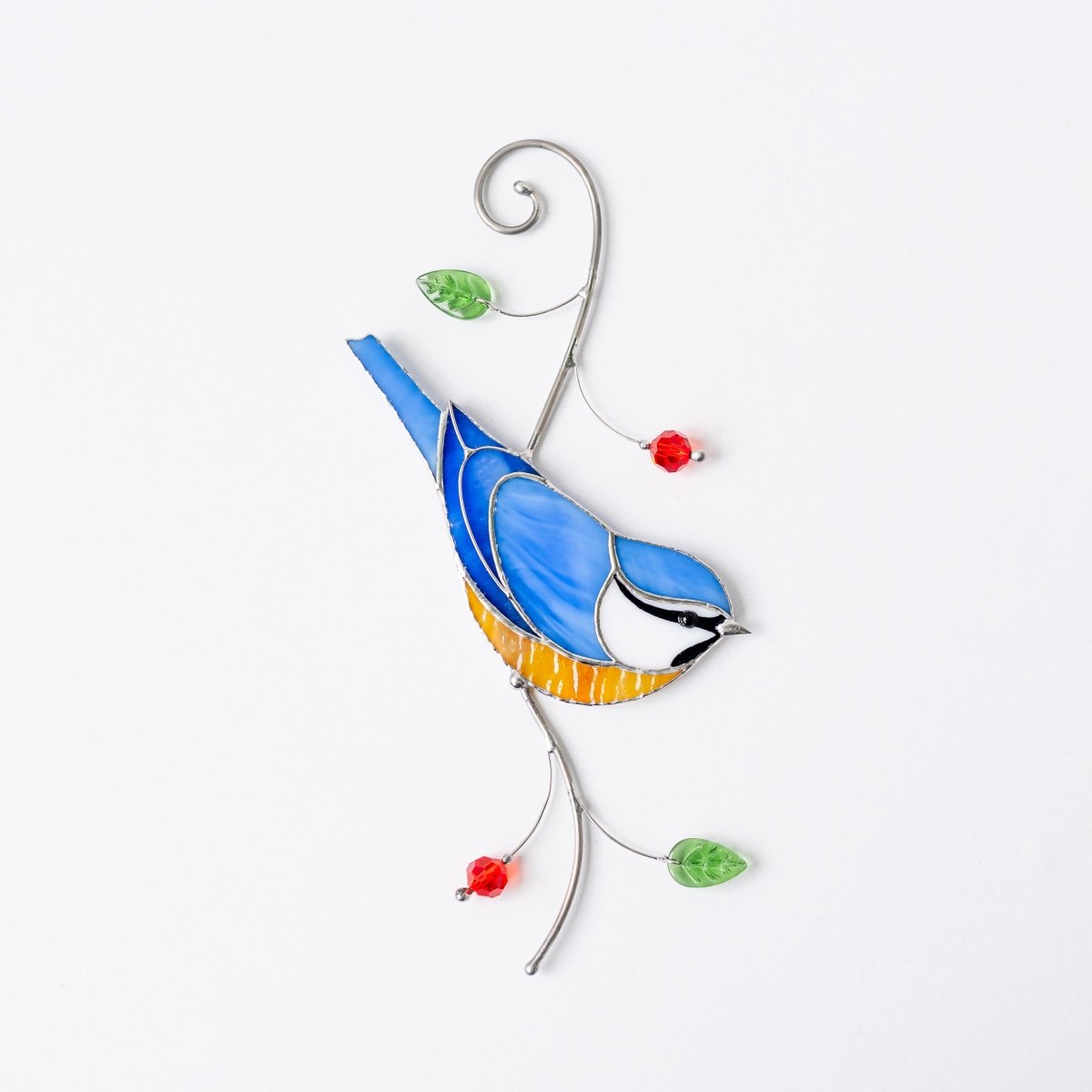 suncatcher stained_glass Blue Tit Window Hanging – Stained Glass Bird Decor A Delightful Symbol of Joy, Curiosity, and the Beauty of Everyday Moments