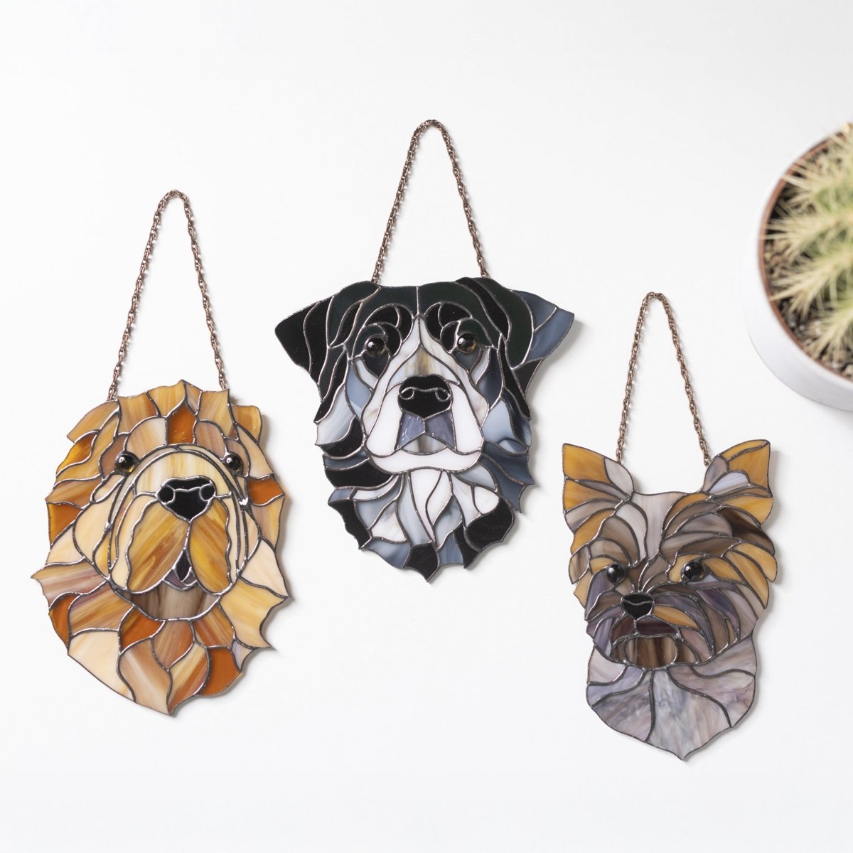 suncatcher stained_glass Custom Stained Glass Dog Portrait – Handmade Pet Memorial Gift from Photo