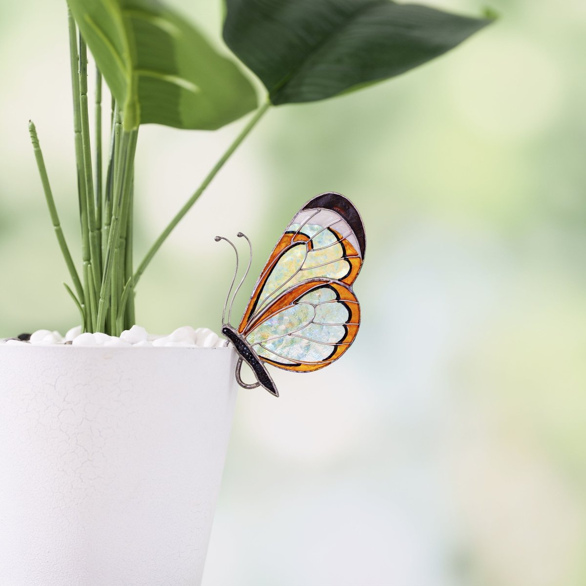 suncatcher Top product stained_glass Gretta Otto Butterfly Stained Glass - Suncatcher Planter decor 3.15x4.7 inch