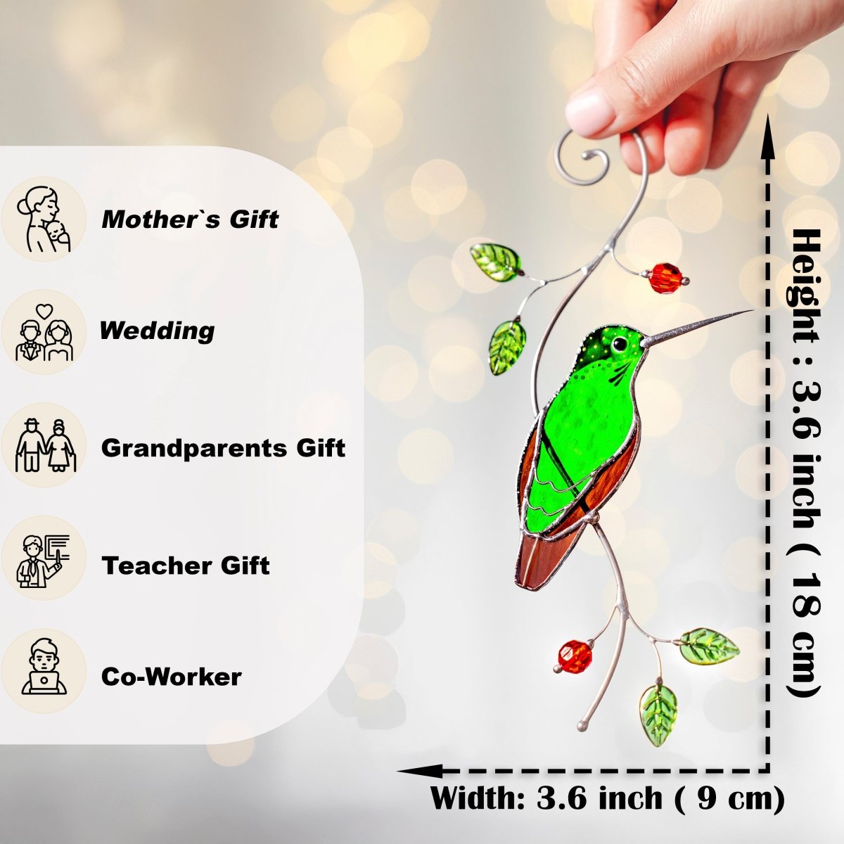 suncatcher stained_glass Hummingbird Garden Suncatcher – Handmade Stained Glass Gift for Mom