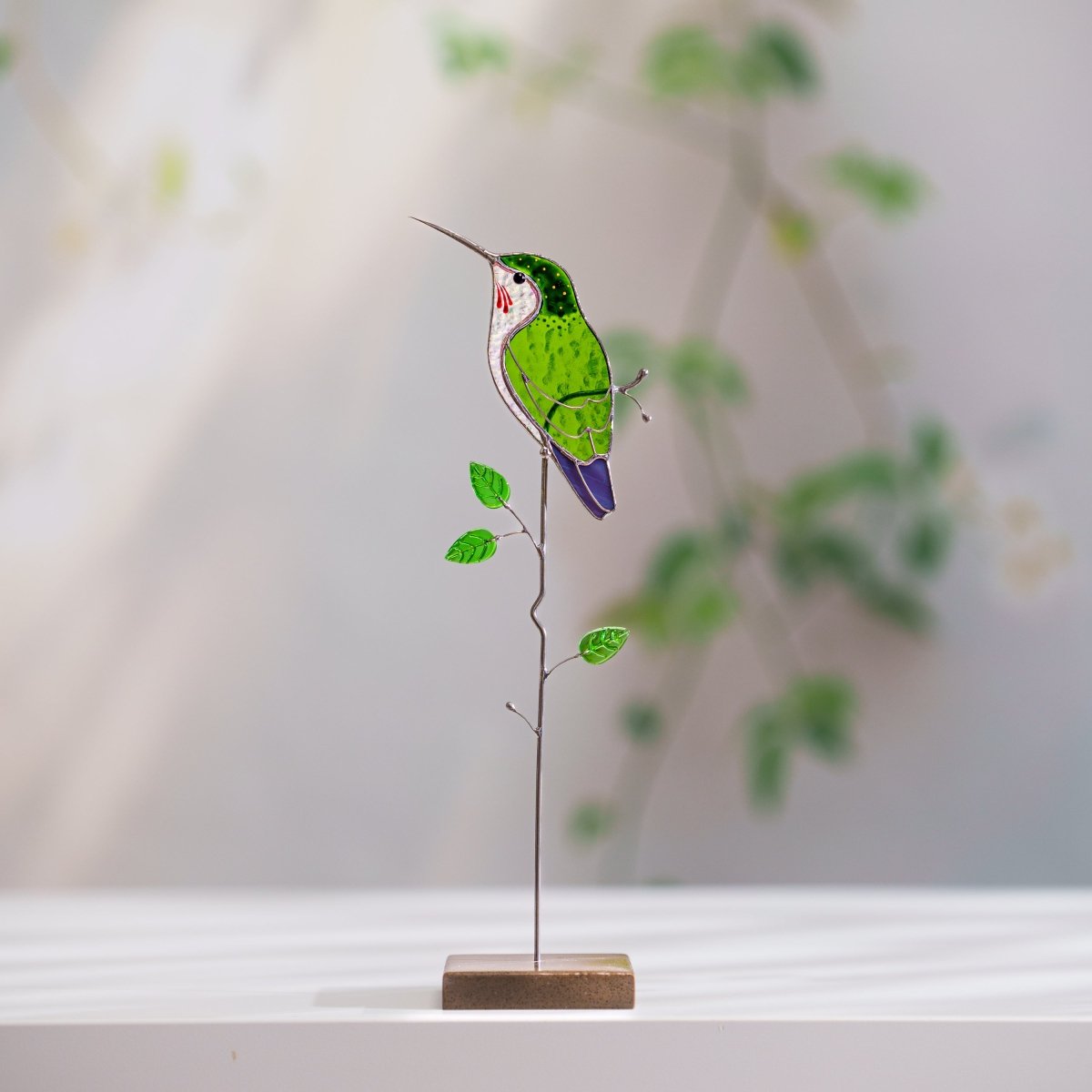 suncatcher stained_glass Hummingbird Stained Glass Suncatcher – Handmade Table Decor