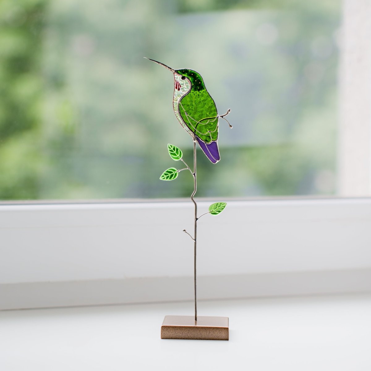 suncatcher stained_glass Hummingbird Stained Glass Suncatcher – Handmade Table Decor
