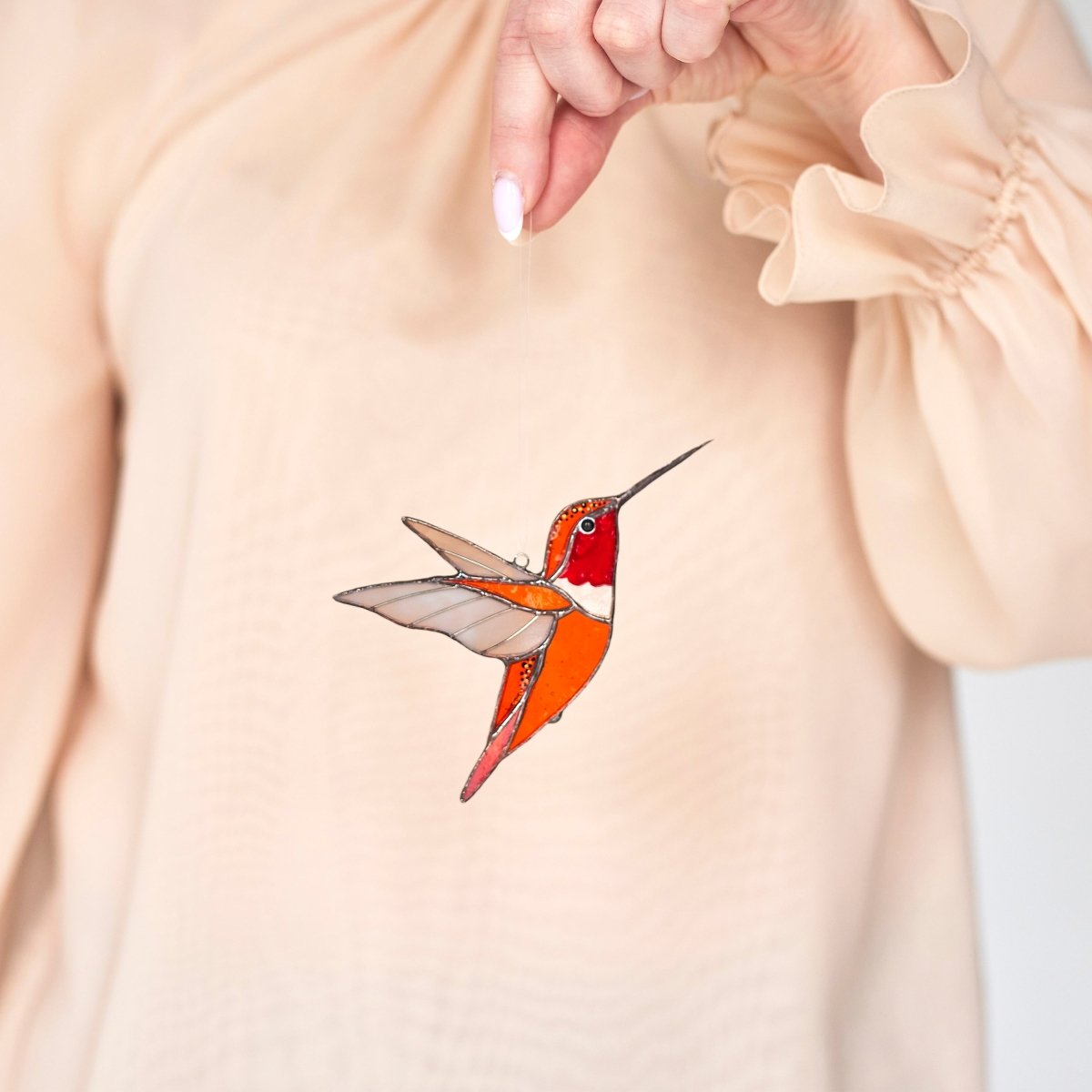 suncatcher Top product stained_glass Hummingbird Stained glass - Suncatcher Hanging Decor 3.3x4.8 inch