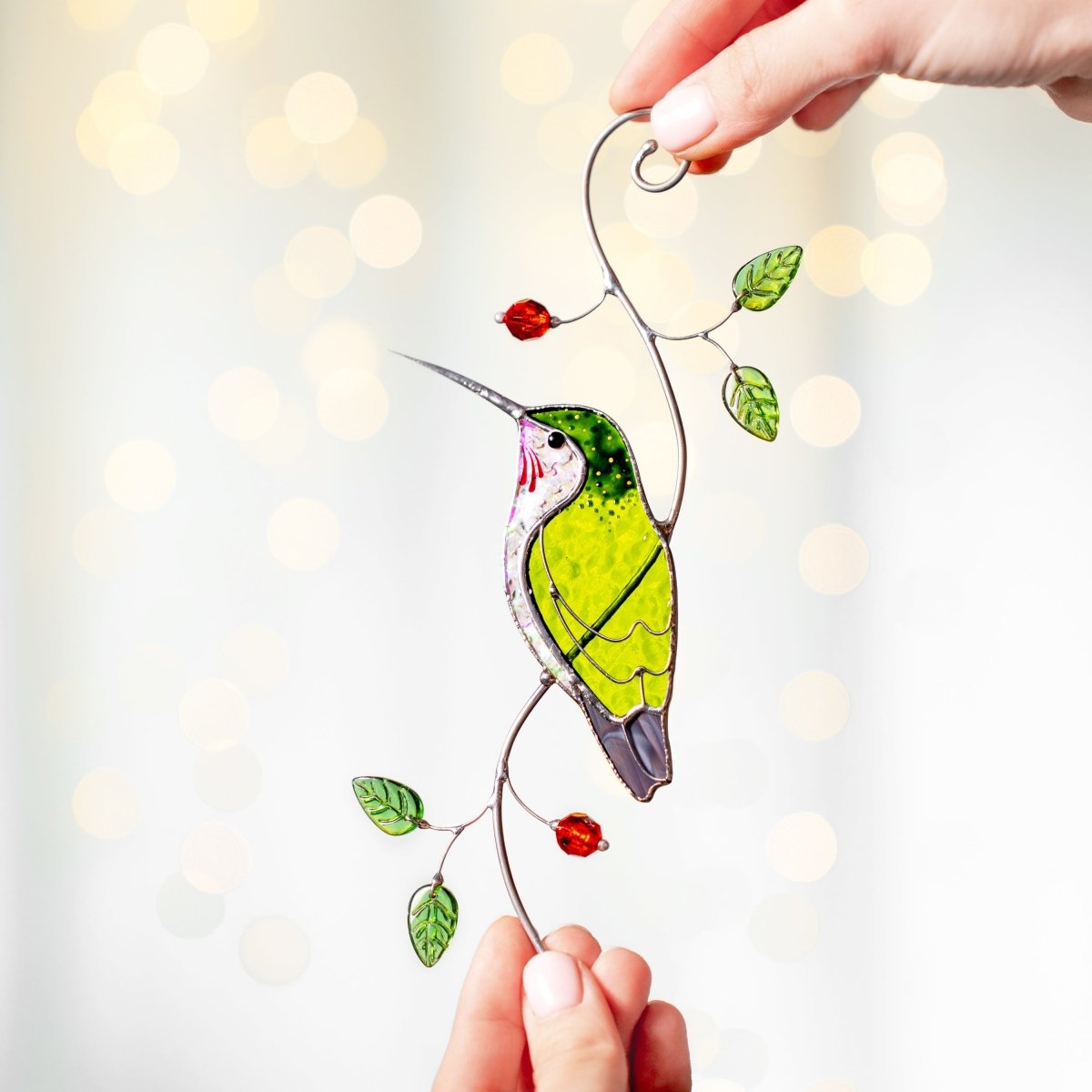 suncatcher stained_glass Hummingbird Suncatcher Window Hanging – Stained Glass Gift of Joy and Light