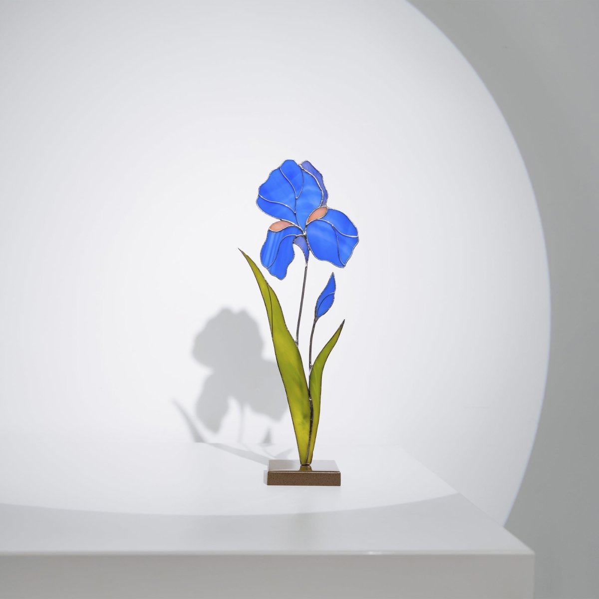 suncatcher stained_glass Iris Stained Glass Table Decor – Handmade Faux Flower for Home or Gift