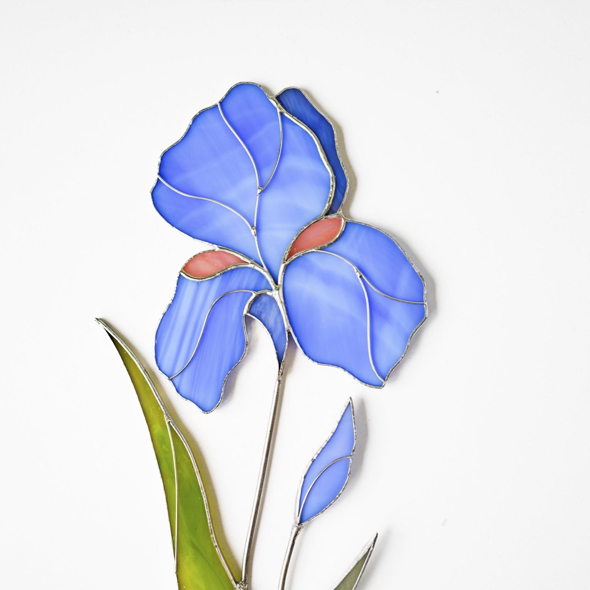 suncatcher stained_glass Iris Stained Glass Table Decor – Handmade Faux Flower for Home or Gift