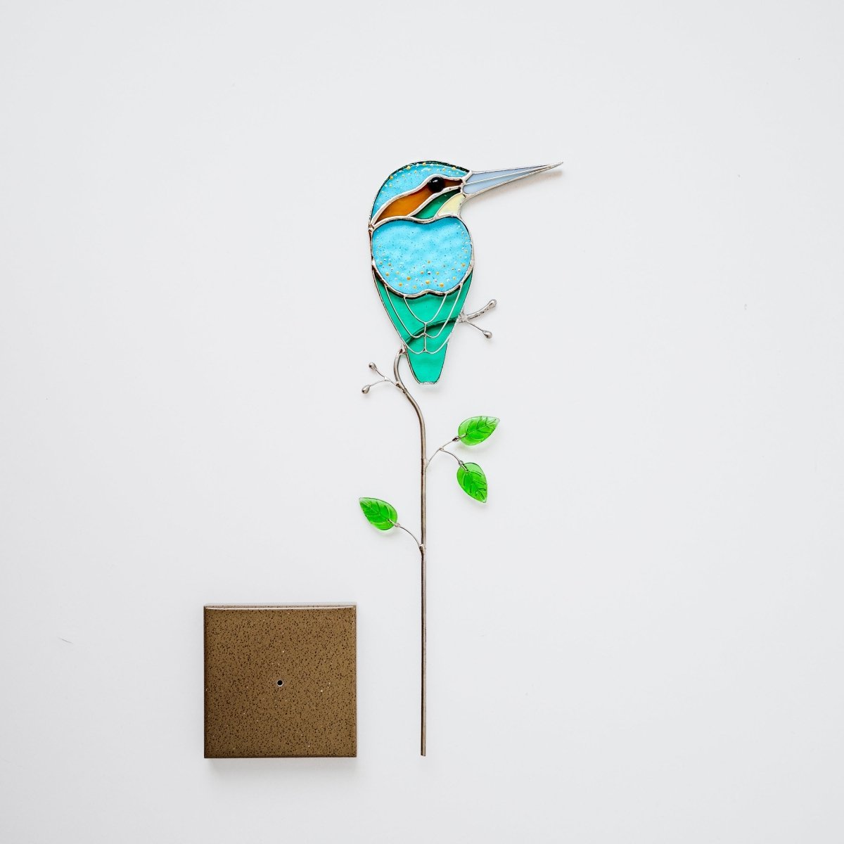 suncatcher stained_glass Kingfisher Stained Glass Suncatcher – Handmade Table Decor