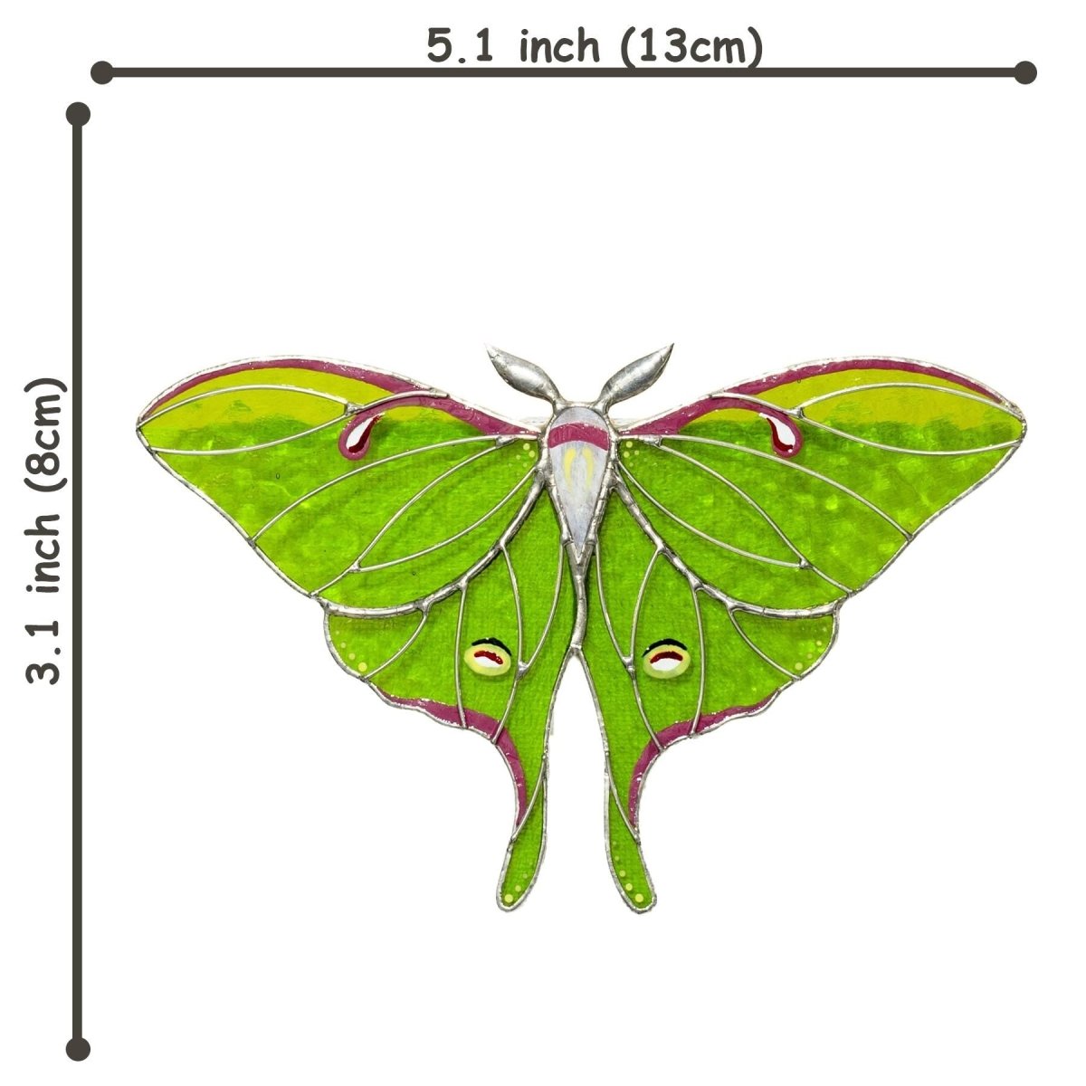 suncatcher stained_glass Luna Moth Stained Glass – Best - Selling Planter Decoration Gift for Mom | Gardener’s Favorite | Nature - Inspired Decor