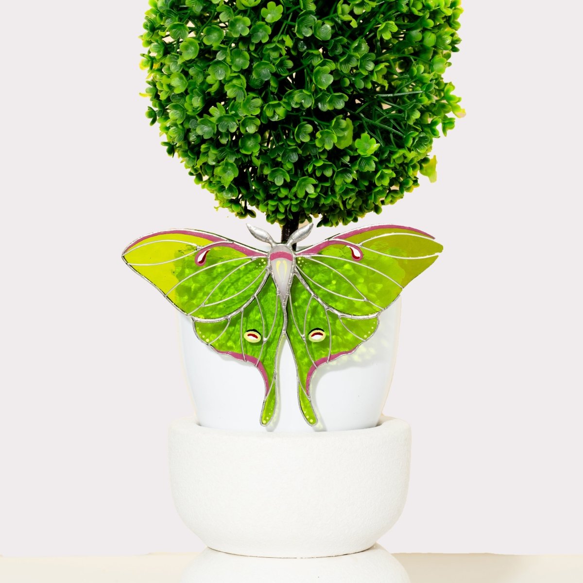 suncatcher stained_glass Luna Moth Stained Glass – Best - Selling Planter Decoration Gift for Mom | Gardener’s Favorite | Nature - Inspired Decor