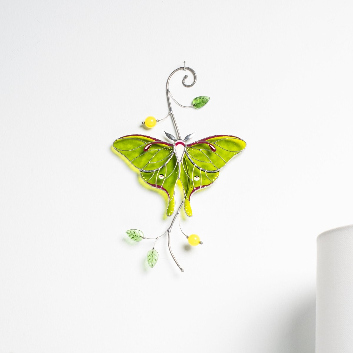 suncatcher stained_glass Luna Moth Stained Glass Window Hanging – Suncatcher