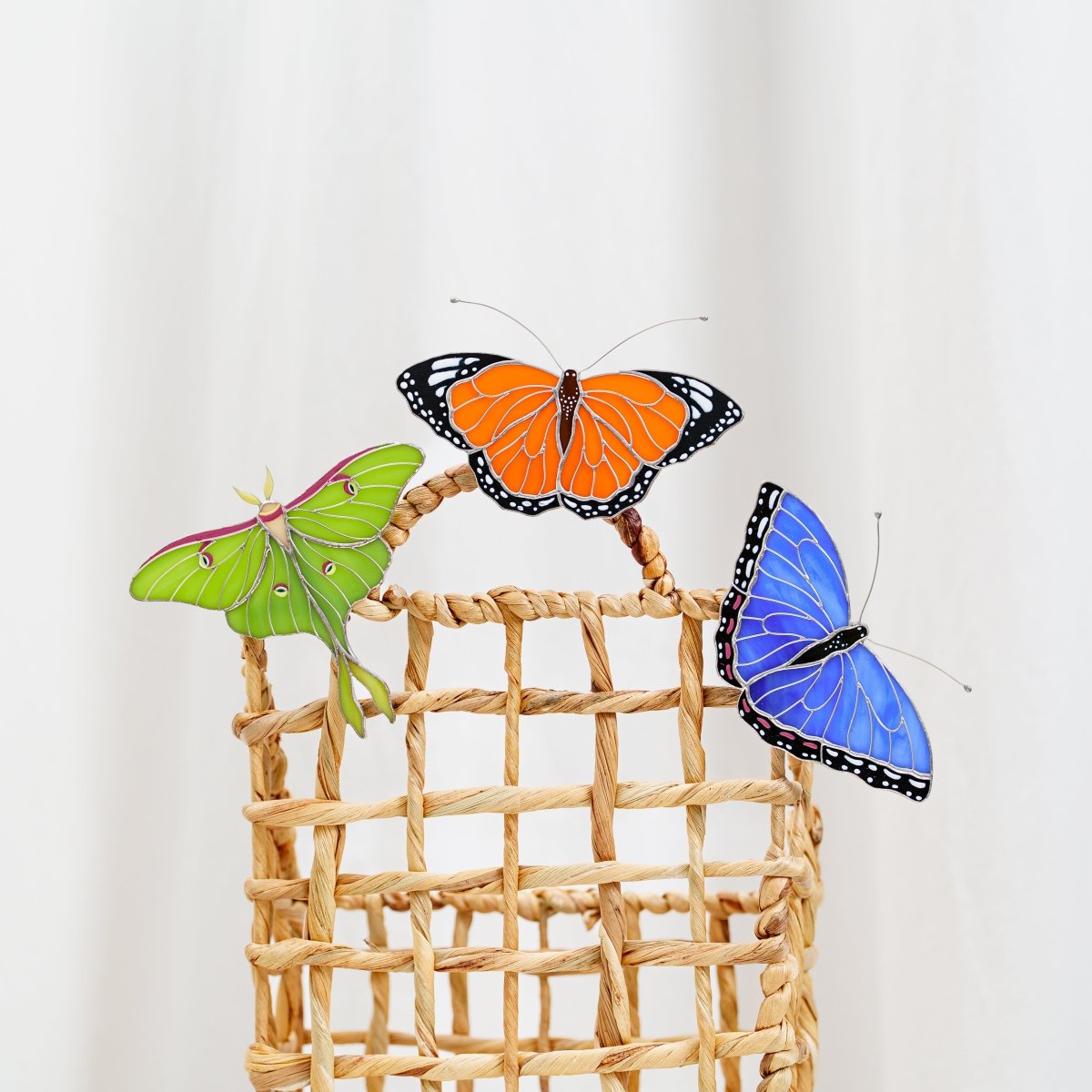 suncatcher butterfly stained_glass Monarch Butterfly Stained Glass Clip – Unique Gift for Plant Lovers, Home & Window Decor✨