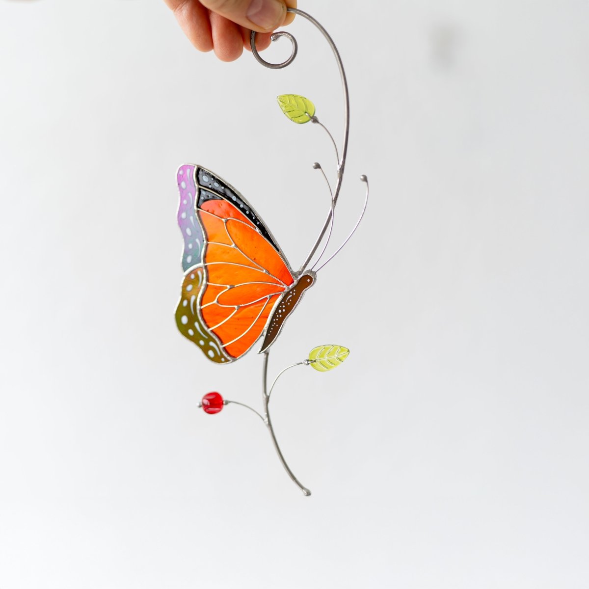 suncatcher stained_glass Monarch Butterfly Stained Glass Suncatcher – Window Hanging Decor