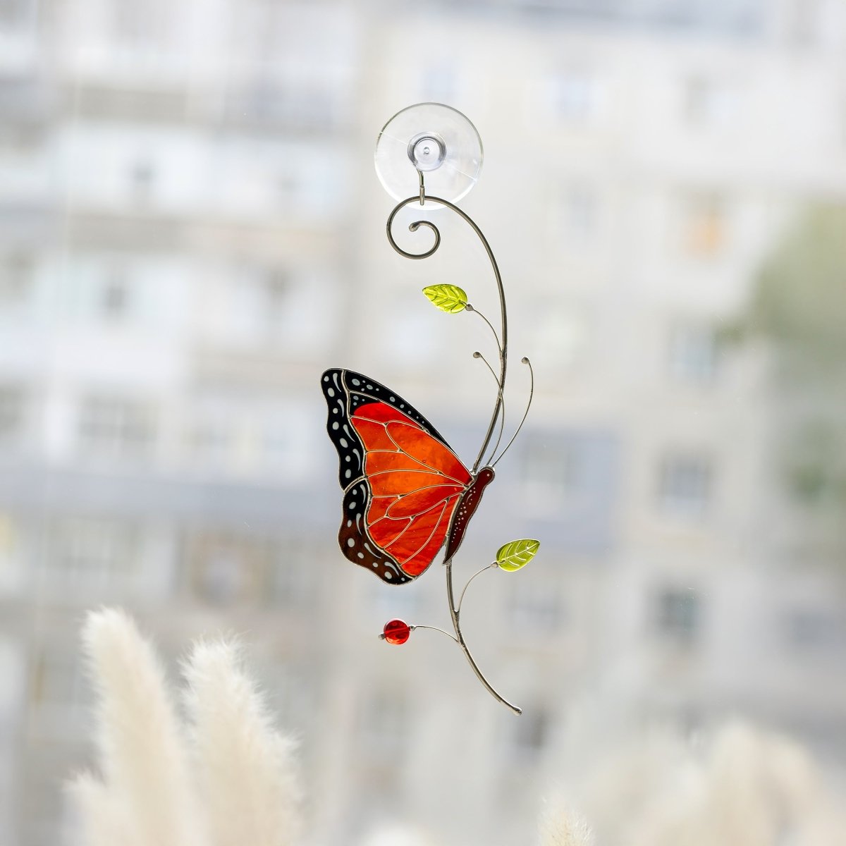 suncatcher stained_glass Monarch Butterfly Stained Glass Suncatcher – Window Hanging Decor