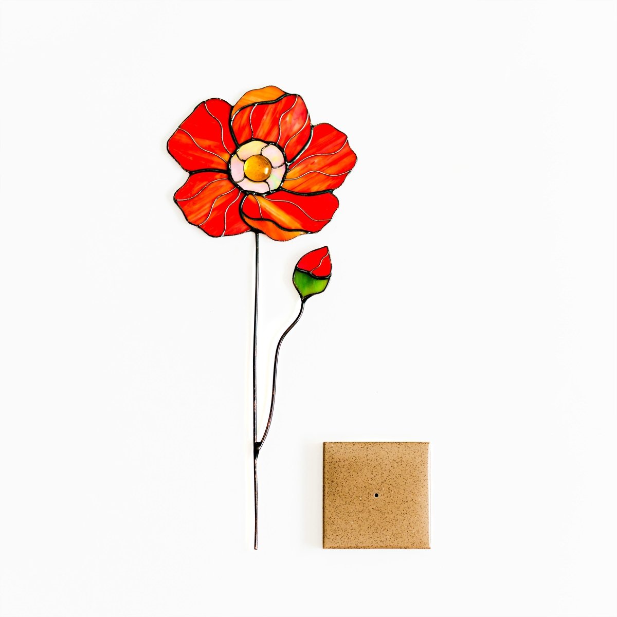 suncatcher Flowers stained_glass Peony Stained Glass Suncatcher – Handmade Flower Table Decor