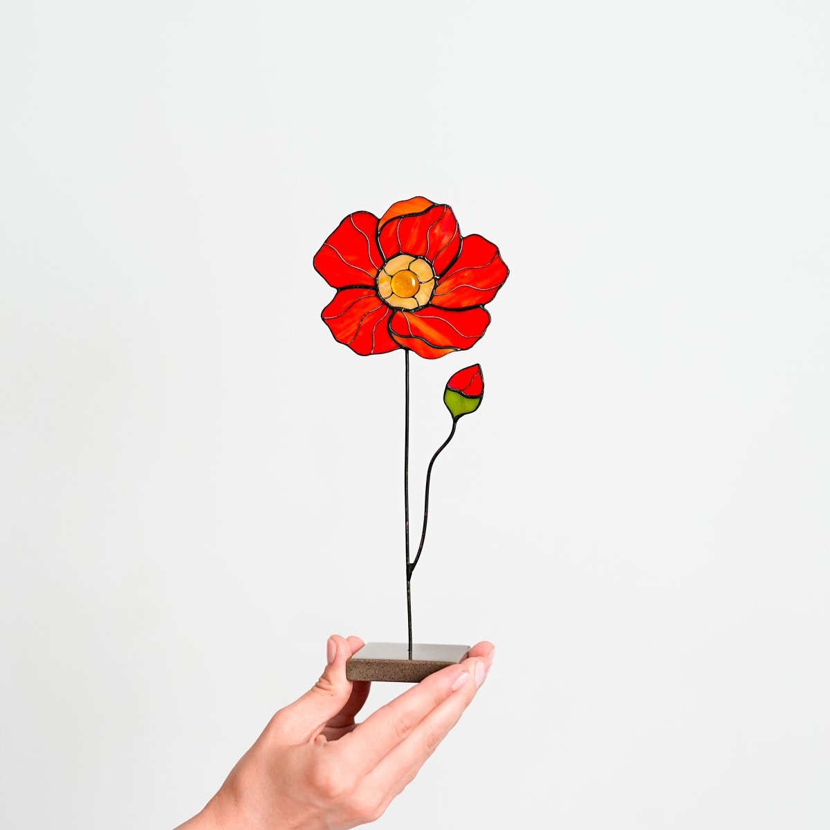 suncatcher Flowers stained_glass Peony Stained Glass Suncatcher – Handmade Flower Table Decor