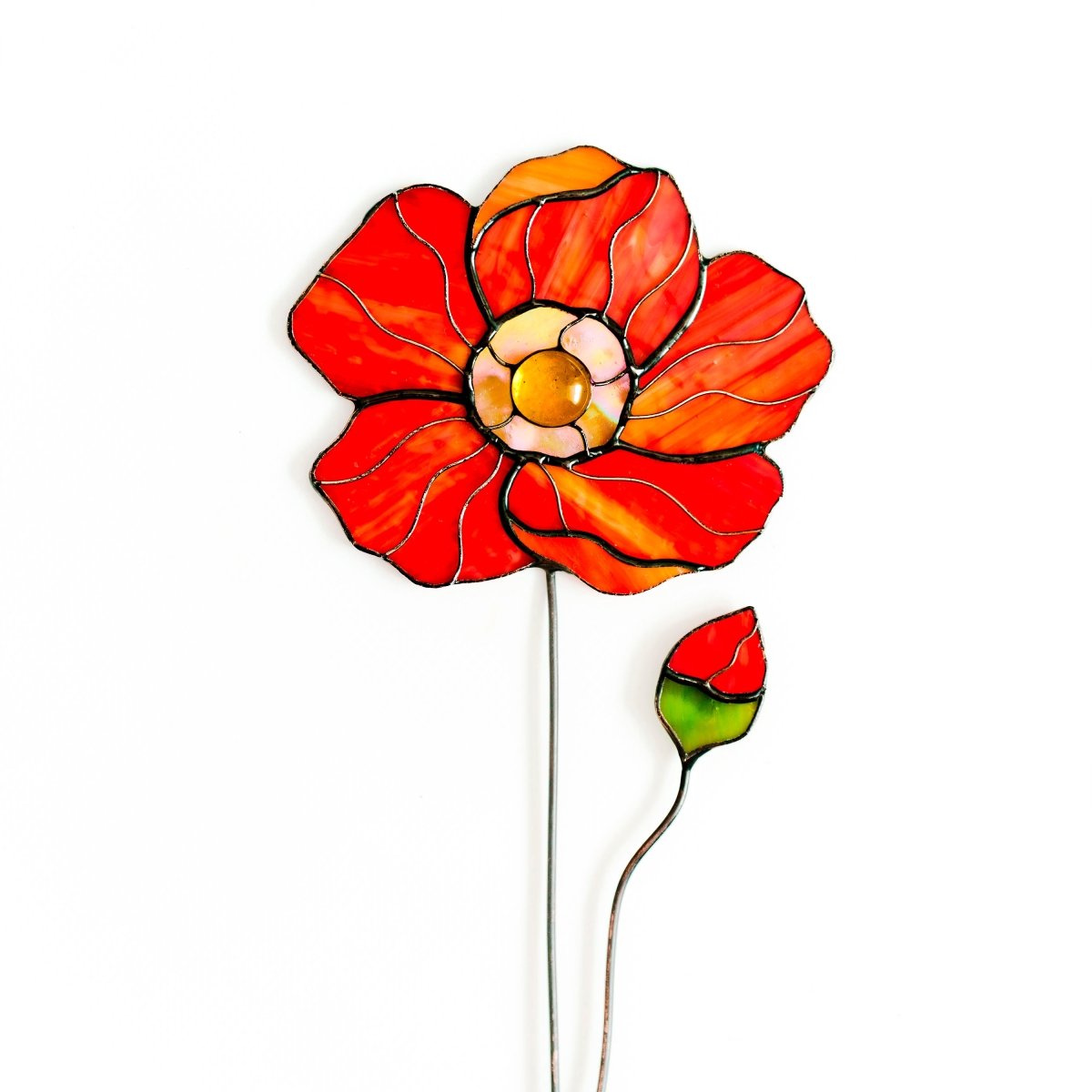 suncatcher Flowers stained_glass Peony Stained Glass Suncatcher – Handmade Flower Table Decor