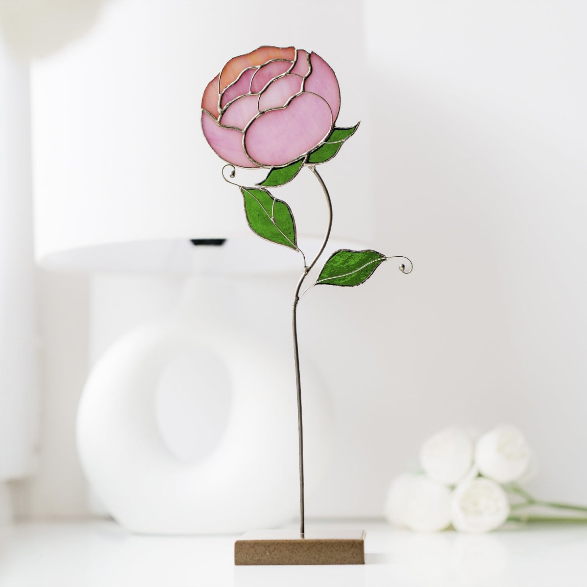 suncatcher stained_glass Peony Stained Glass Suncatcher – Handmade Tabel Decor