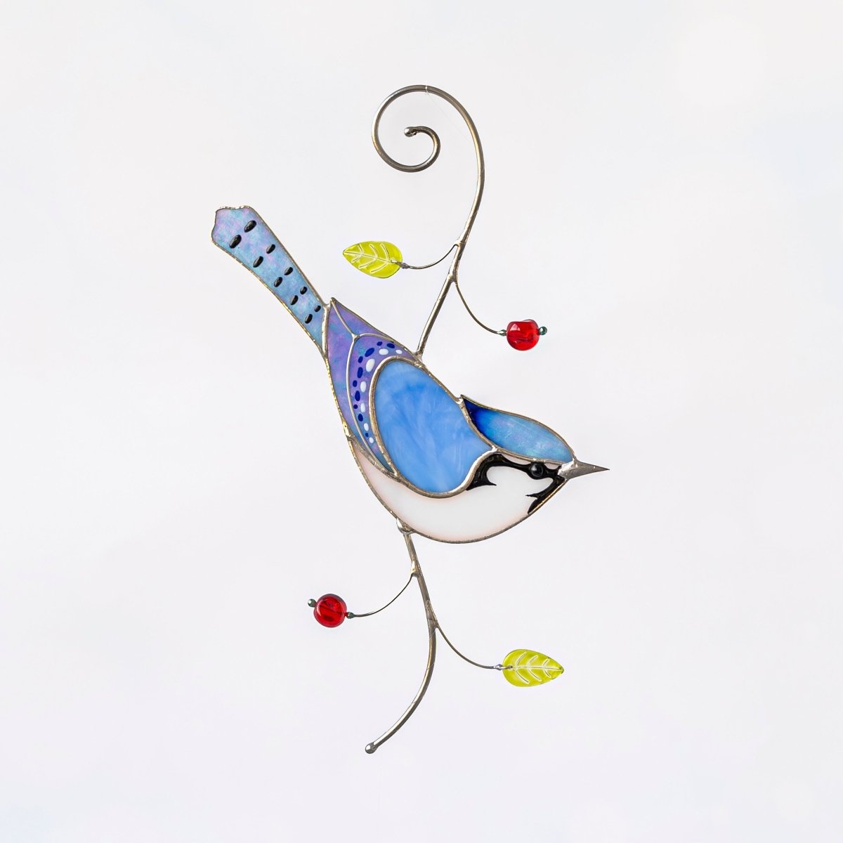 suncatcher Bird stained_glass Stained Glass Blue Jay - Suncatcher Hanging Decor 7.5x3.9 inch