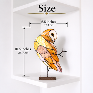 Barn Owl Stained Glass Table Decor Sculpture