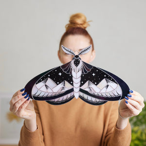 Stained Glass Moth Wall Decor with Mountain Design