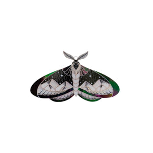Stained Glass Moth Wall Decor with Mountain Design