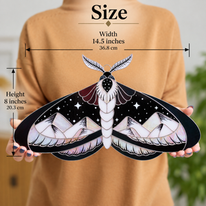 Stained Glass Moth Wall Decor with Mountain Design