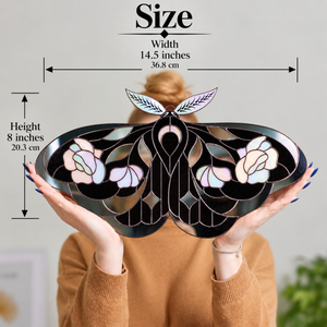 Rose Butterfly Stained Glass Wall Decor with Mirror Finish