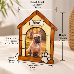 Personalized Stained Glass Dog House Photo Frame