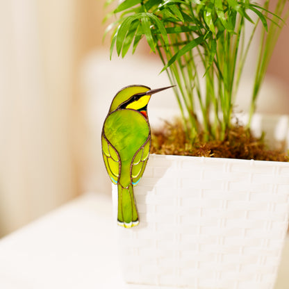 Stained Glass Bird Clip – Unique Gift for Plant Lovers, Home Decor Accent ✨