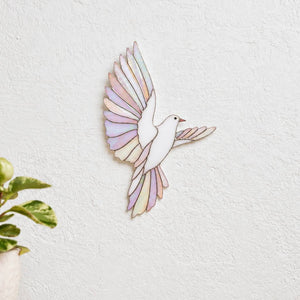 Handmade Stained Glass Dove Wall Hanging Decor