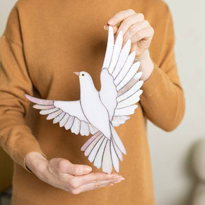 Handmade Stained Glass Dove Wall Hanging Decor