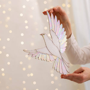 Handmade Stained Glass Dove Wall Hanging Decor