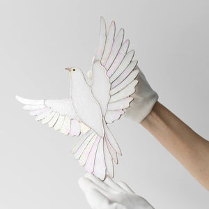 Handmade Stained Glass Dove Wall Hanging Decor