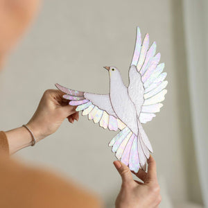 Handmade Stained Glass Dove Wall Hanging Decor