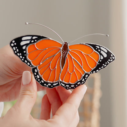 Dryocampa Butterfly Stained Glass Clip – Unique Gift for Plant Lovers, Home & Window Decor✨