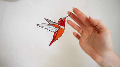 Hummingbird Stained glass - Suncatcher Hanging Decor 3.3x4.8 inch