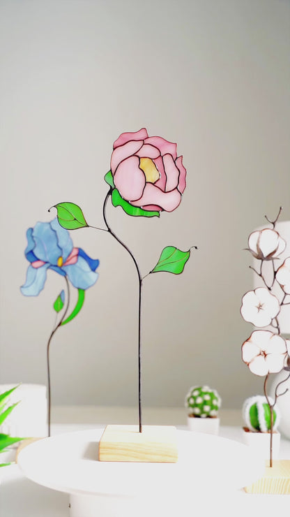 Vidrieras Peony flower suncatcher - Regalo perfecto para el Día de la Madre