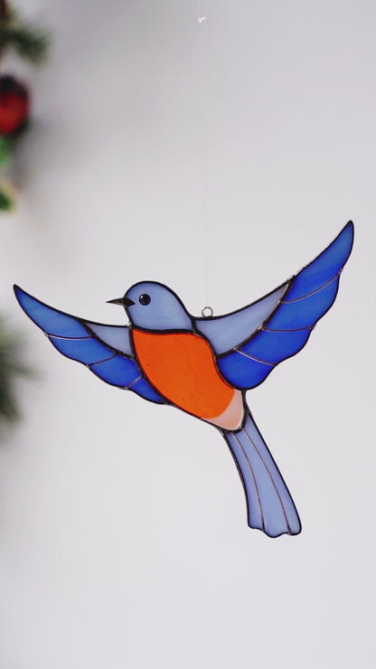 Blue bird Stained glass - Suncatcher Hangings Decor 4x4.3 inch