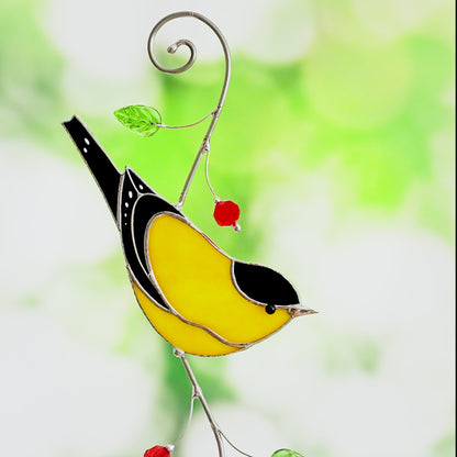 Goldfinch Stained Glass Suncatcher – Handmade Window Hanging Decor