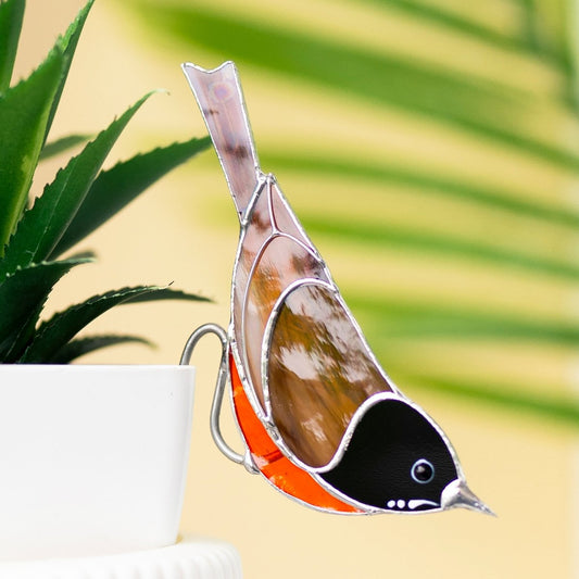 suncatcher Top product stained_glass American Robin Stained Glass - Suncatcher Planter Decor 4.72x3 inch