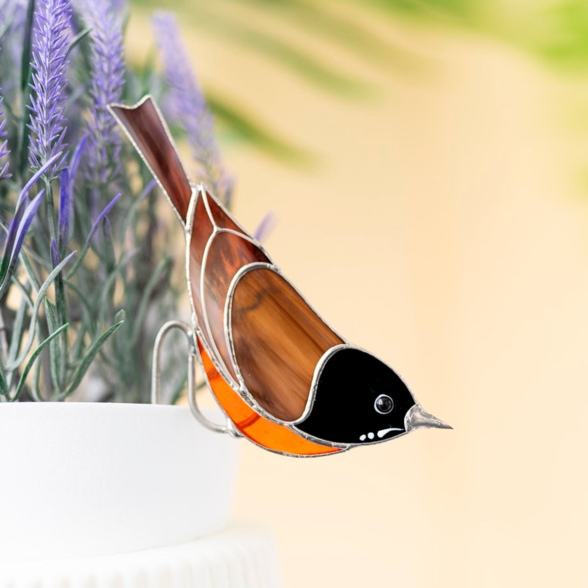 suncatcher Top product stained_glass American Robin Stained Glass - Suncatcher Planter Decor 4.72x3 inch