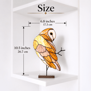 suncatcher stained_glass Barn Owl Stained Glass Table Decor Sculpture