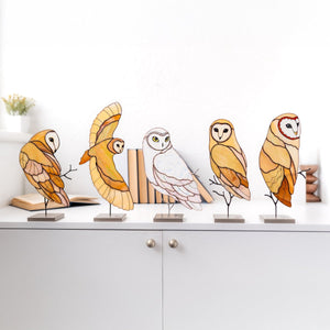 suncatcher stained_glass Barn Owl Stained Glass Table Decor Sculpture