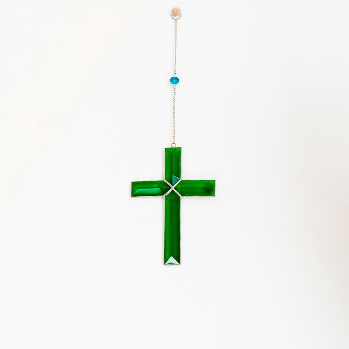 suncatcher Beveled stained_glass Beveled Cross Stained glass - Suncatcher Hangings 5.5x4 inch