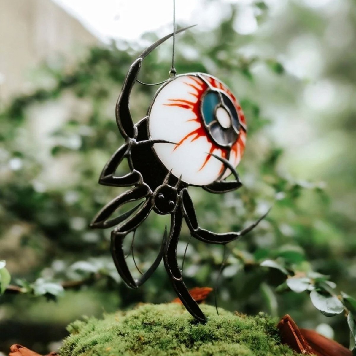 suncatcher Halloween stained_glass Black Spider Stained Glass Suncatcher Hangings Decor 6.7x4.7