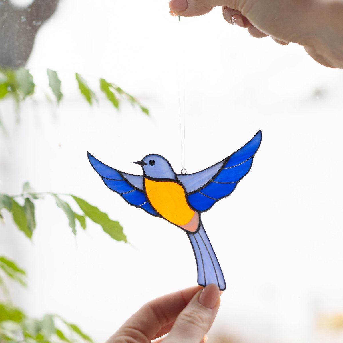 suncatcher suncatcher stained_glass Blue bird Stained glass - Suncatcher Hangings Decor 4x4.3 inch