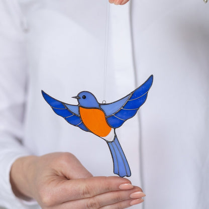 suncatcher suncatcher stained_glass Blue bird Stained glass - Suncatcher Hangings Decor 4x4.3 inch